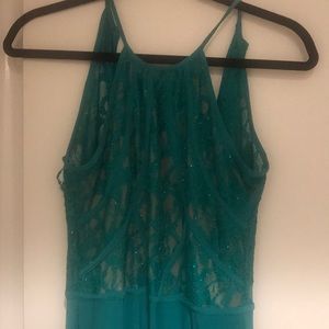 Aqua green formal dress